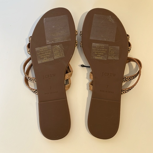 J Crew NWT Real Fur Calf Hair Strappy Flat Sandal Sz 7 - Picture 3 of 4